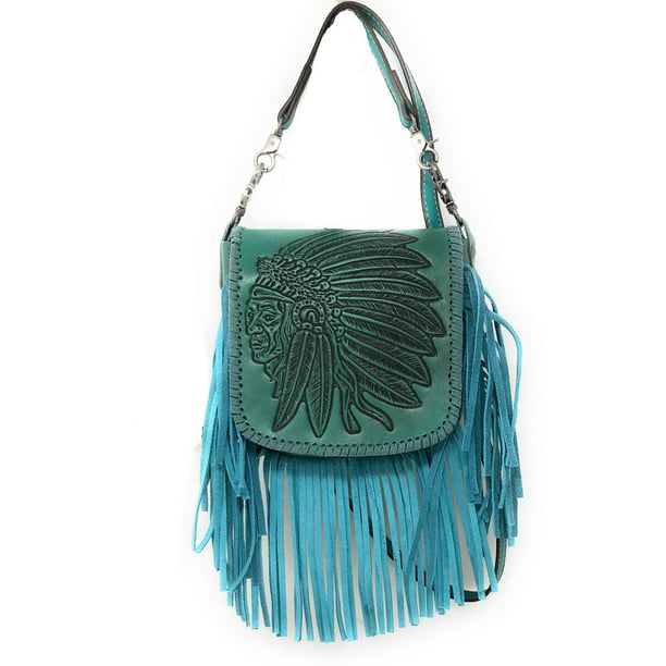 Cowgirl Trendy Western Quilted Fringe Crossbody Handbag Cell Phone Purse 